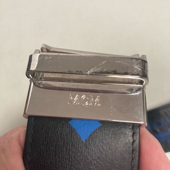 MCM Unisex Reversible Monogram Logo Belt 45” length Black - Picture 5 of 11